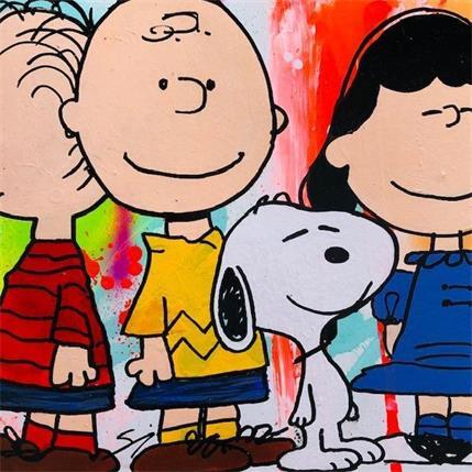 Painting SNOOPY AND FRIENDS by Mestres Sergi | Painting Pop art Acrylic, Mixed Pop icons