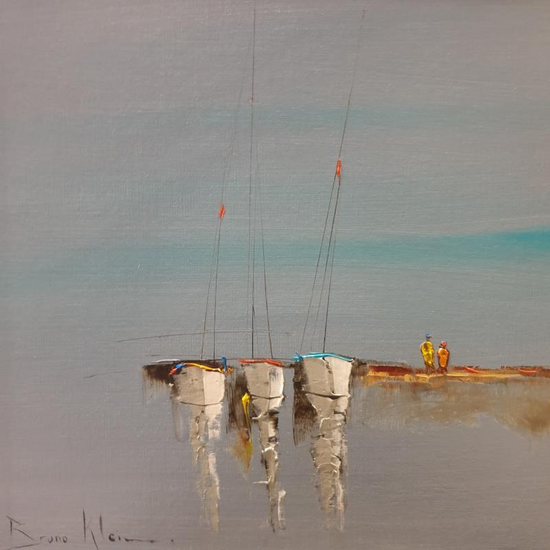 Gemälde Sur la digue von Klein Bruno | Gemälde Figurativ Öl Marine