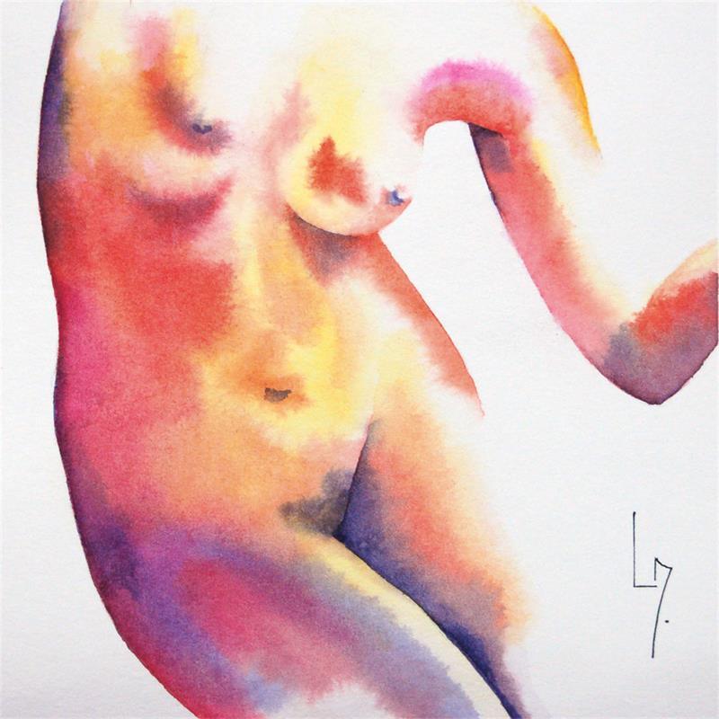 Painting Nu Femme 134 Nova by Loussouarn Michèle | Painting Figurative Portrait Nude Watercolor