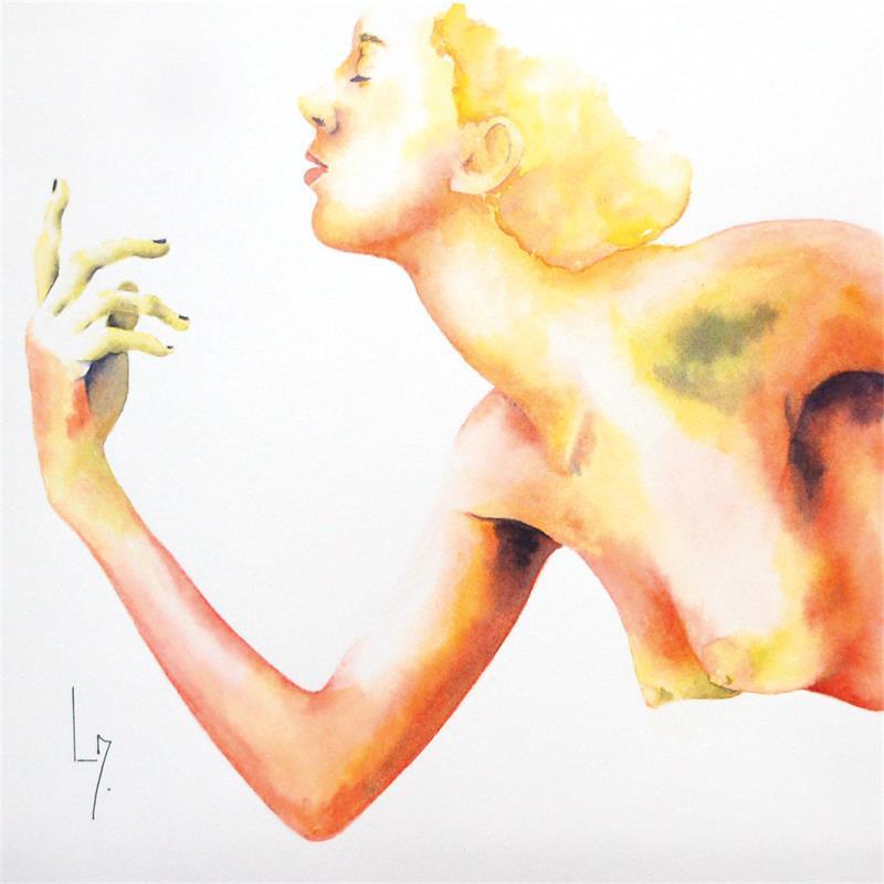 Painting Nu Femme 135 Cwen by Loussouarn Michèle | Painting Figurative Nude Watercolor
