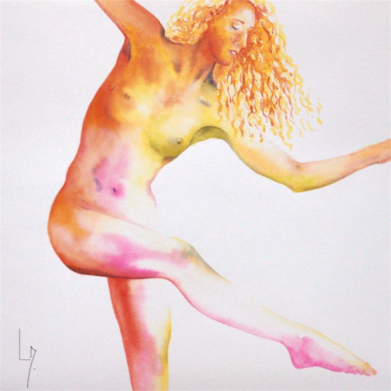 Painting Nu Femme 137 Vivian by Loussouarn Michèle | Painting Figurative Portrait Nude Watercolor