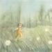Peinture Paysage vert enfant jaune par Fleur Marjoline  | Tableau Art naïf Paysages Aquarelle