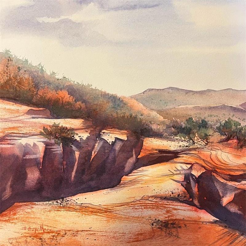 Painting Sedona #97 by Seruch Capouillez Isabelle | Painting Figurative Landscapes Watercolor