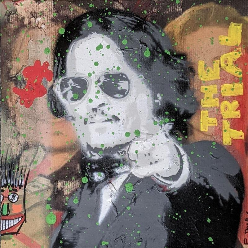 Gemälde Johnny Depp von Doisy Eric | Gemälde Figurativ Acryl, Graffiti, Pappe Pop-Ikonen, Porträt, Schwarz & Weiß