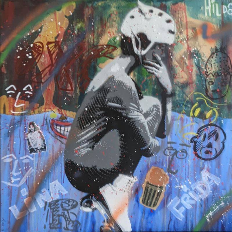 Gemälde Hilda von Doisy Eric | Gemälde Street art Acryl, Graffiti Porträt, Schwarz & Weiß