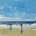 Peinture A la plage par Hanniet | Tableau Figuratif Paysages Marine Scènes de vie Huile