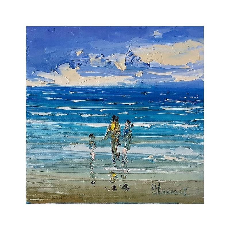 Painting Au crépuscule en bord de mer by Hanniet | Painting Figurative Oil Landscapes