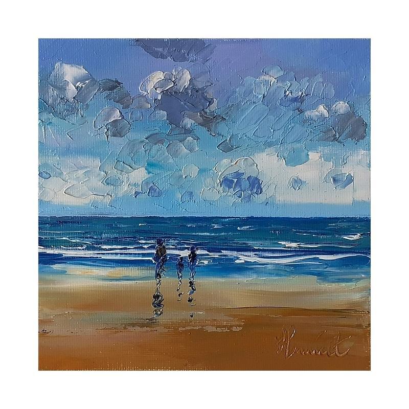 Painting En famille au bord de la mer by Hanniet | Painting Figurative Oil Landscapes, Life style, Marine