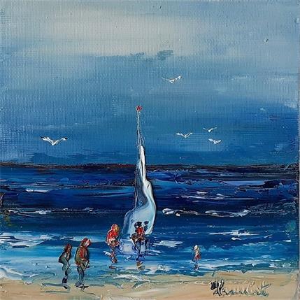 Peinture La mer comme un voyage par Hanniet | Tableau Figuratif Huile Marine, Paysages, Scènes de vie