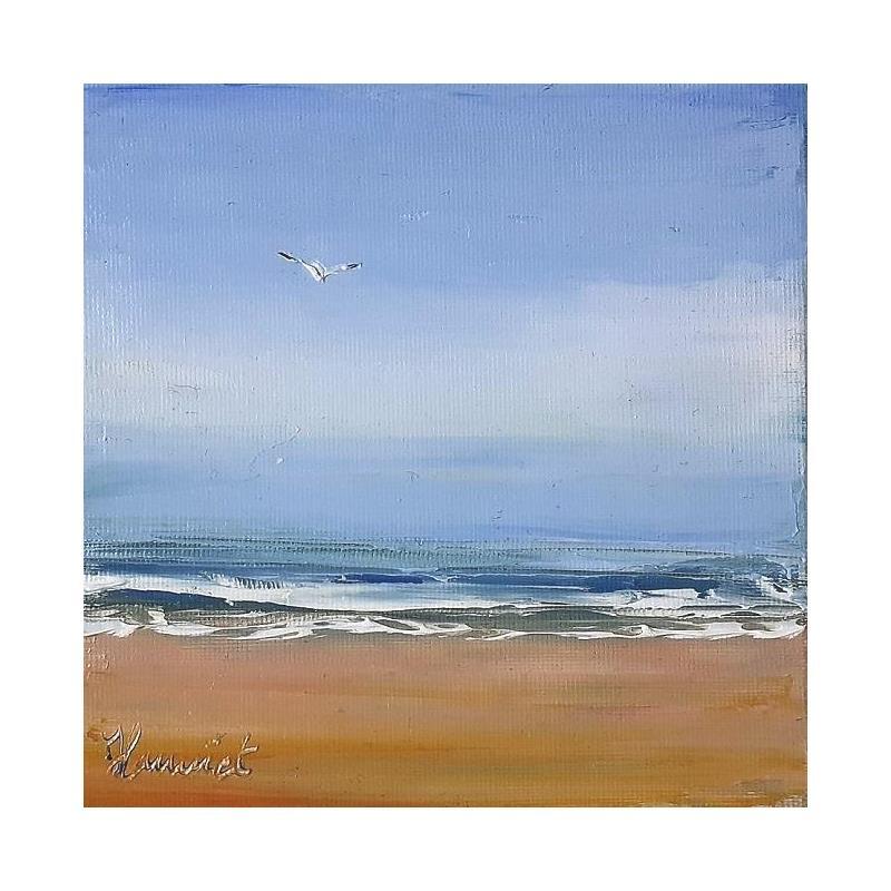 Painting Sa mer à elle by Hanniet | Painting Figurative Oil Landscapes, Marine, Minimalist