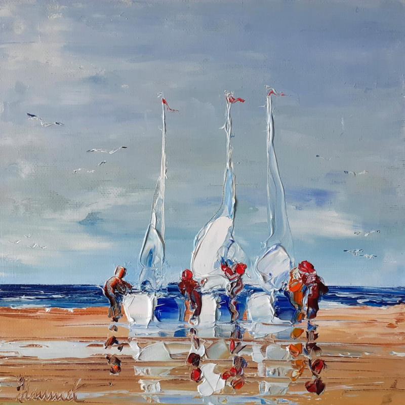 Painting L'esprit marin des voiles by Hanniet | Painting Figurative Landscapes Marine Life style Oil