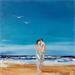 Gemälde Tendresse sur la plage von Hanniet | Gemälde Figurativ Marine Alltagsszenen Öl