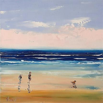 Painting  Balade à marée basse en bord de mer by Hanniet | Painting Figurative Oil Landscapes, Life style, Marine