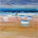 Painting Barques en bord de mer by Hanniet | Painting Figurative Landscapes Marine Life style Oil