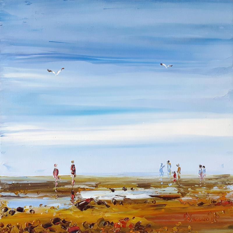 Painting Le grand air à marée basse by Hanniet | Painting Figurative Oil Landscapes, Life style, Marine