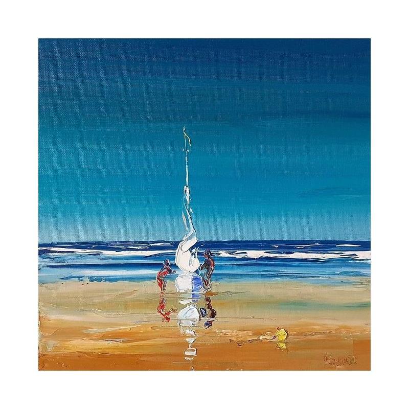 Painting Voilier en bord de mer by Hanniet | Painting Figurative Oil Landscapes, Life style, Marine