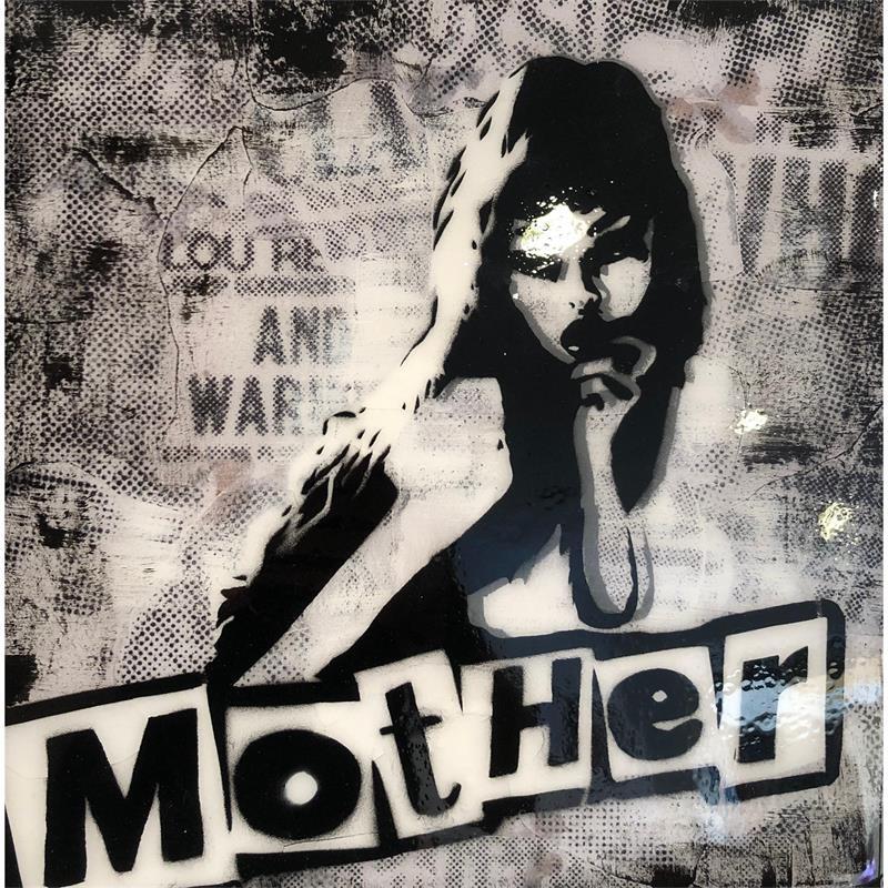 Gemälde Mother von Puce | Gemälde Pop art Acryl, Pappe Schwarz & Weiß