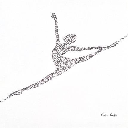 Peinture Danseuse saut par Godet Claire | Tableau Figuratif Encre Scènes de vie