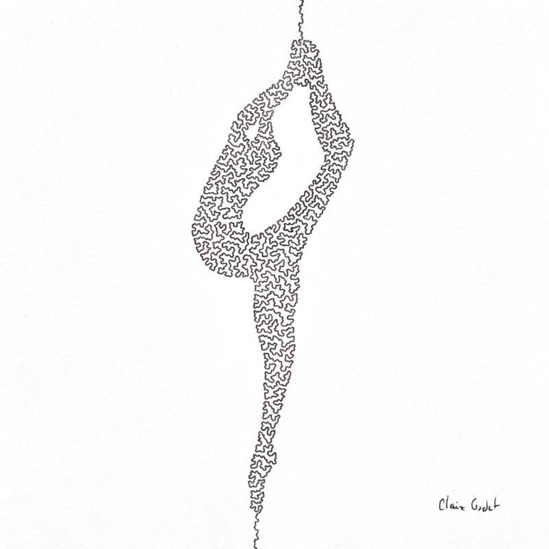 Painting Danseuse attitude by Godet Claire | Painting Ink