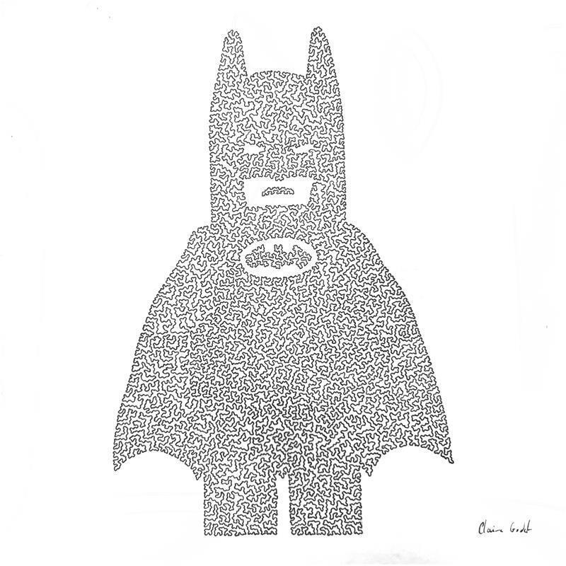 Peinture Batman lego par Godet Claire | Tableau Figuratif Icones Pop Encre