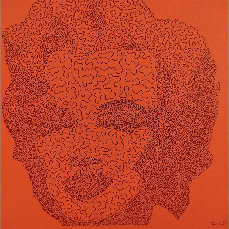 Peinture Maryline orange par Godet Claire | Tableau Pop-art Icones Pop Encre