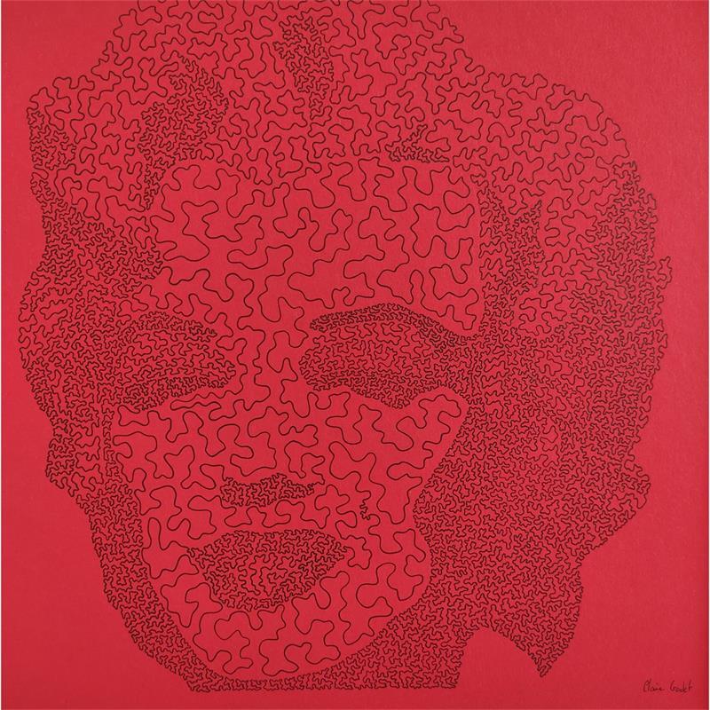 Peinture Maryline rouge par Godet Claire | Tableau Pop-art Icones Pop Encre