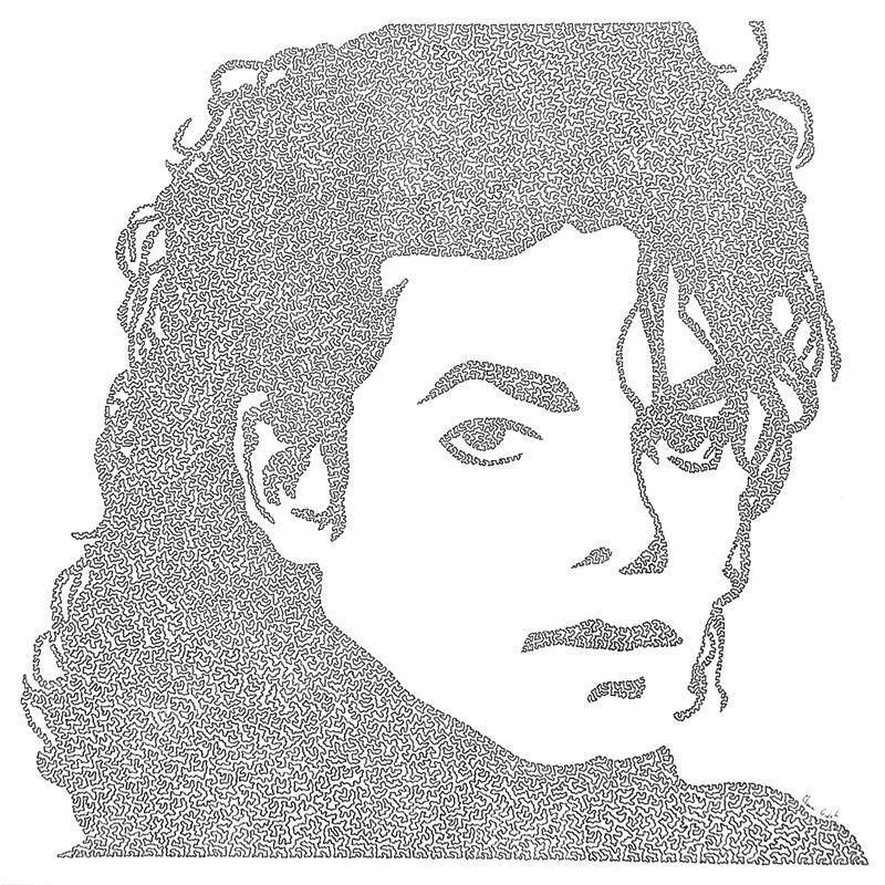 Painting Mickael Jackson by Godet Claire | Painting Figurative Ink Pop icons