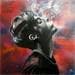 Painting red cloud by S4m | Painting Street art Portrait Black & White Graffiti Cardboard Acrylic Gluing Pastel
