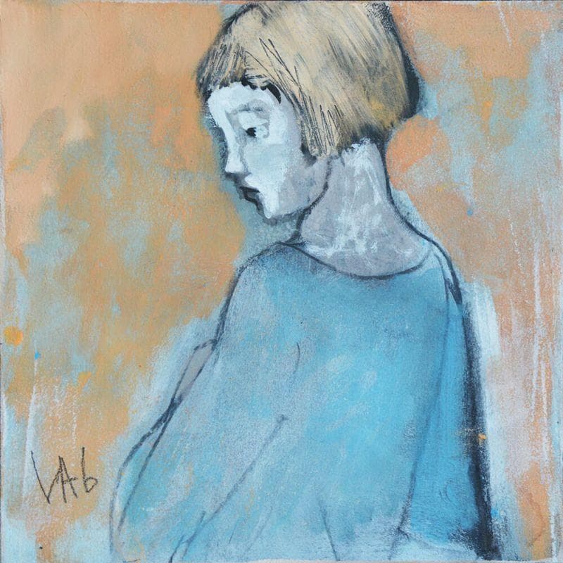 Painting Mélancolie by VAG | Painting Figurative Minimalist Acrylic