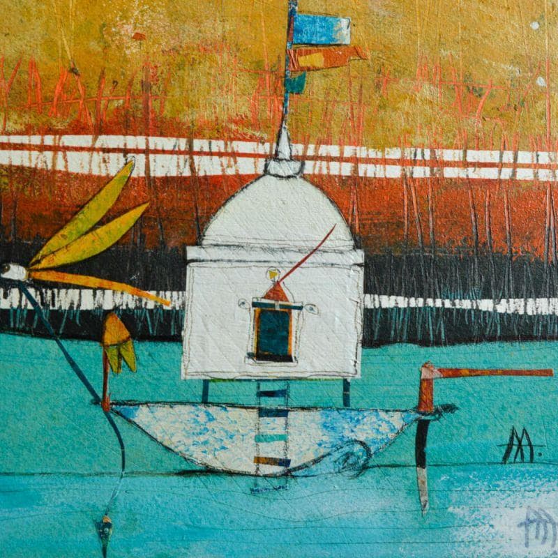 Painting Templo libelula by Arias Parera Almudena | Painting Figurative Acrylic Animals