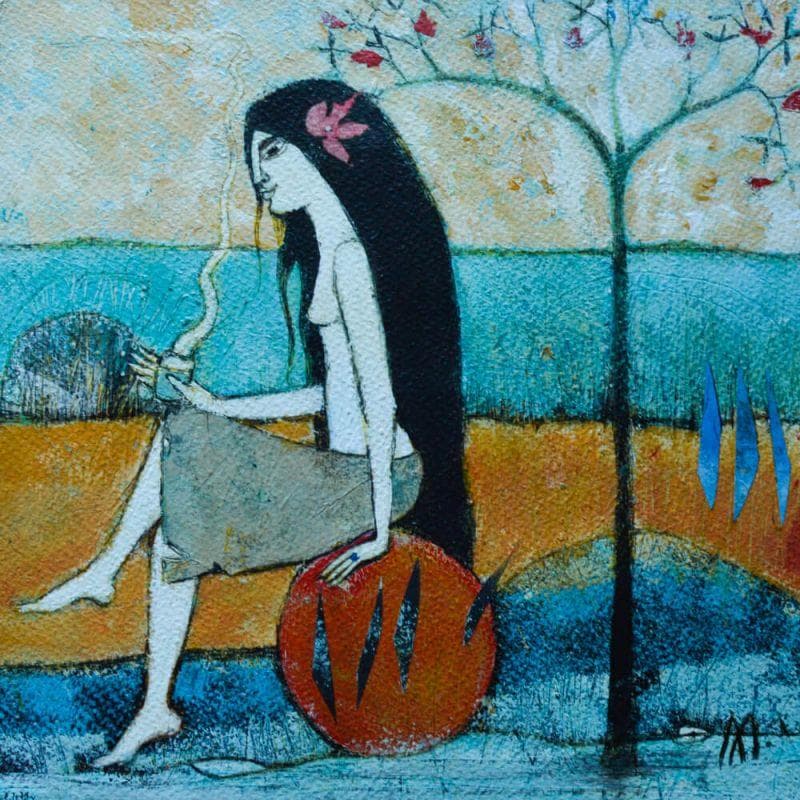 Painting Desayuno by Arias Parera Almudena | Painting Figurative Mixed Life style