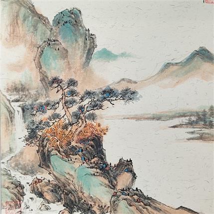 Peinture Lake side par Yu Huan Huan | Tableau Figuratif Mixte Paysages