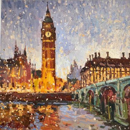 Peinture Snow on the Thames par Mekhova Evgeniia | Tableau  Huile