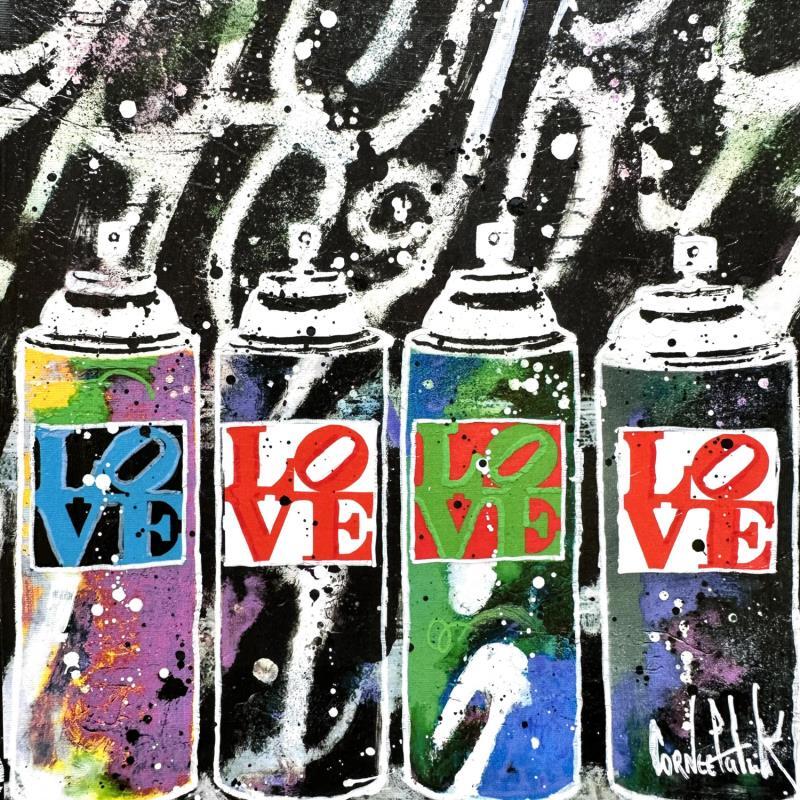 Painting Love spray graffiti II by Cornée Patrick | Painting Street art Urban Pop icons
