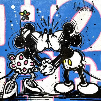 Peinture Mickey and Minnie, hope blue par Cornée Patrick | Tableau Pop Art Mixte icones Pop, scènes de vie