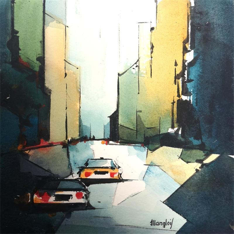 Painting NEW-YORK 2 by Langlois Jean-Luc | Painting Figurative Urban Watercolor