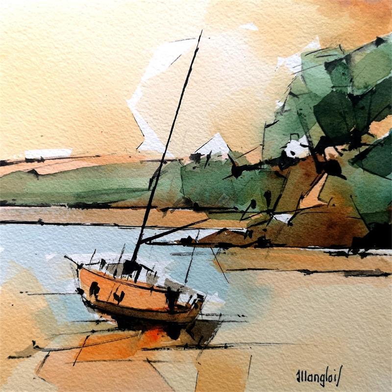 Painting BRETAGNE by Langlois Jean-Luc | Painting Figurative Marine Watercolor