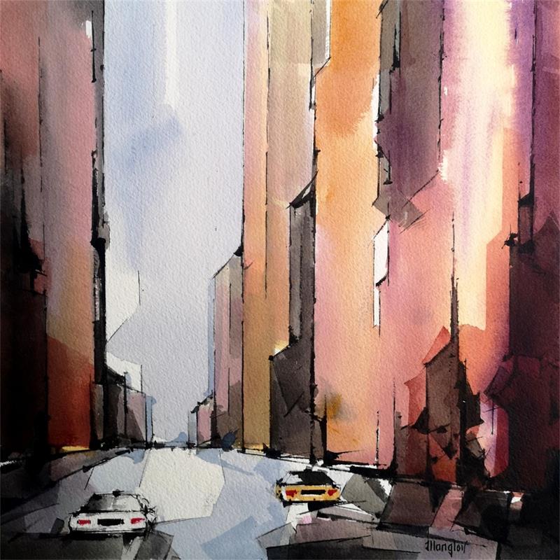Painting NEW-YORK 2 by Langlois Jean-Luc | Painting Figurative Urban Watercolor