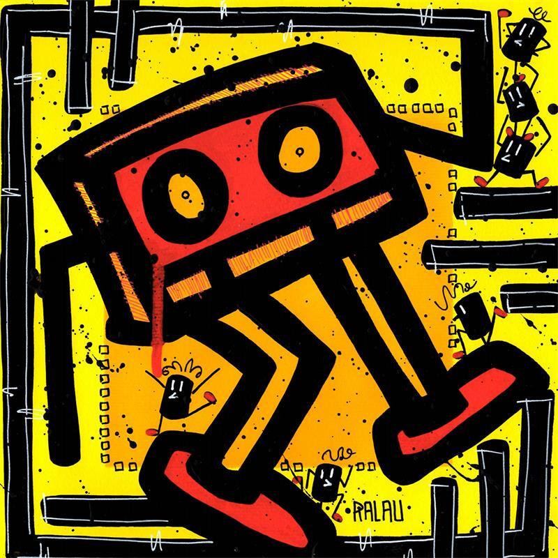 Painting I'm not a robot 1 by Ralau | Painting Pop-art Acrylic Life style
