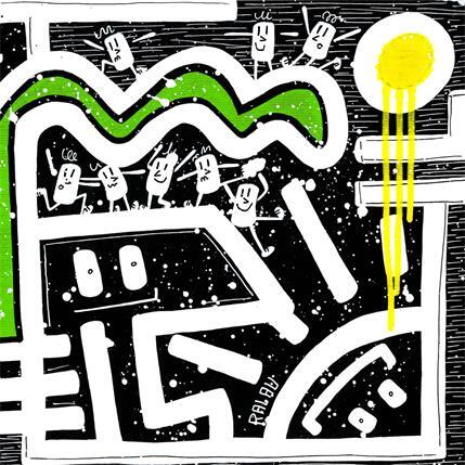 Painting Global warming by Ralau | Painting Pop-art Acrylic Black & White, Life style