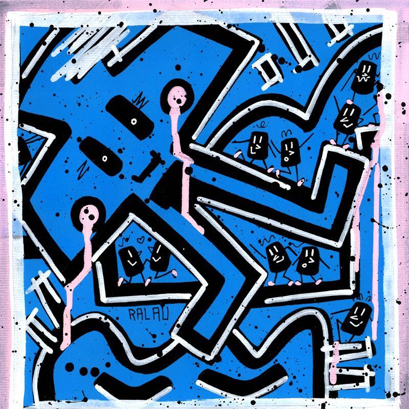 Gemälde Electro-disco von Ralau | Gemälde Pop-Art Alltagsszenen Acryl