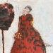 Gemälde La robe rouge von Guillon Anne | Gemälde Figurativ Alltagsszenen