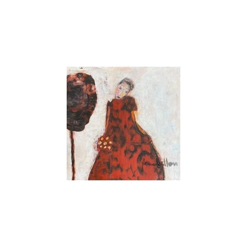 Peinture La robe rouge par Guillon Anne | Tableau Figuratif Scènes de vie