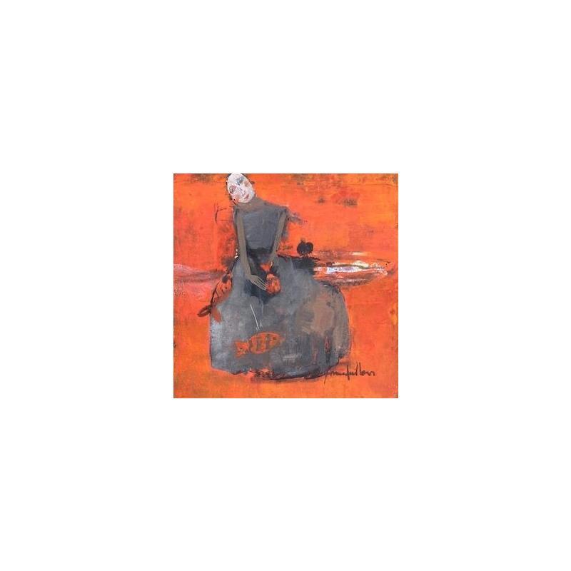 Peinture Dans le rouge de l'instant par Guillon Anne | Tableau Figuratif Scènes de vie