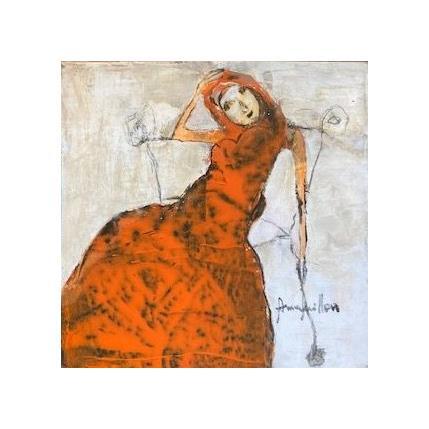 Peinture La robe orange par Guillon Anne | Tableau Figuratif Scènes de vie