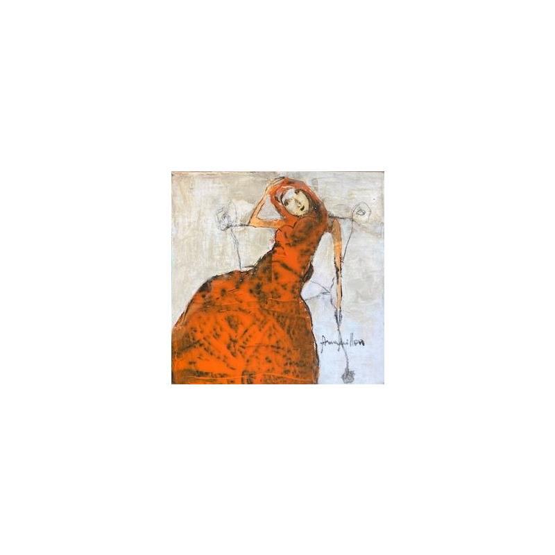Peinture La robe orange par Guillon Anne | Tableau Figuratif Scènes de vie