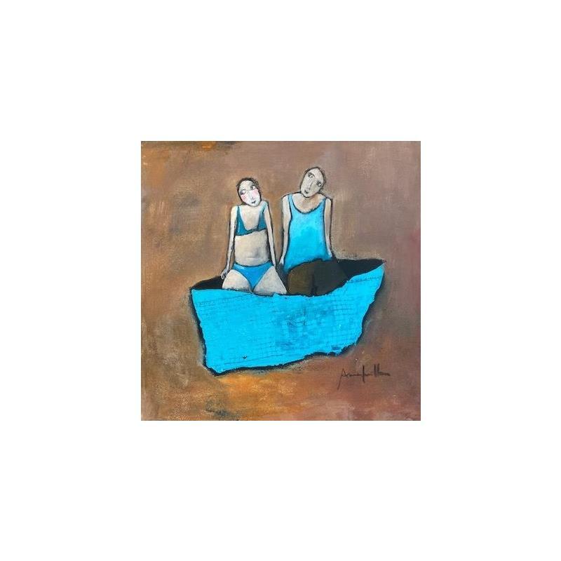 Peinture Les baigneurs 2 par Guillon Anne | Tableau Figuratif Scènes de vie