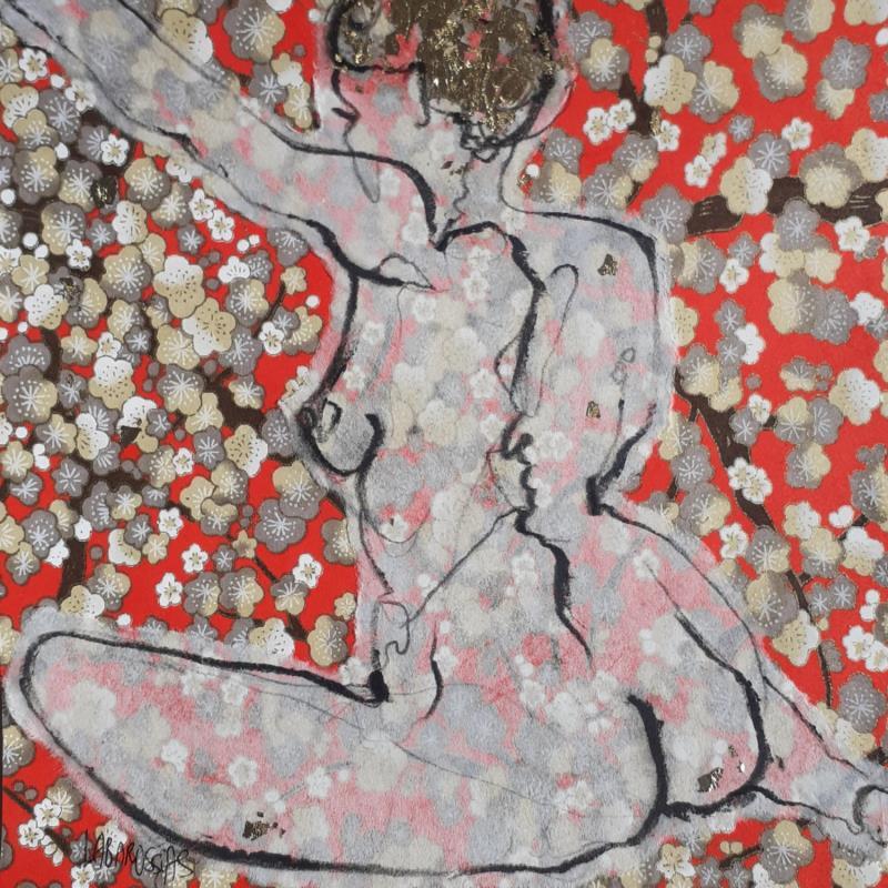 Painting La vie en fleurs 16 by Labarussias | Painting Figurative Nude Gluing