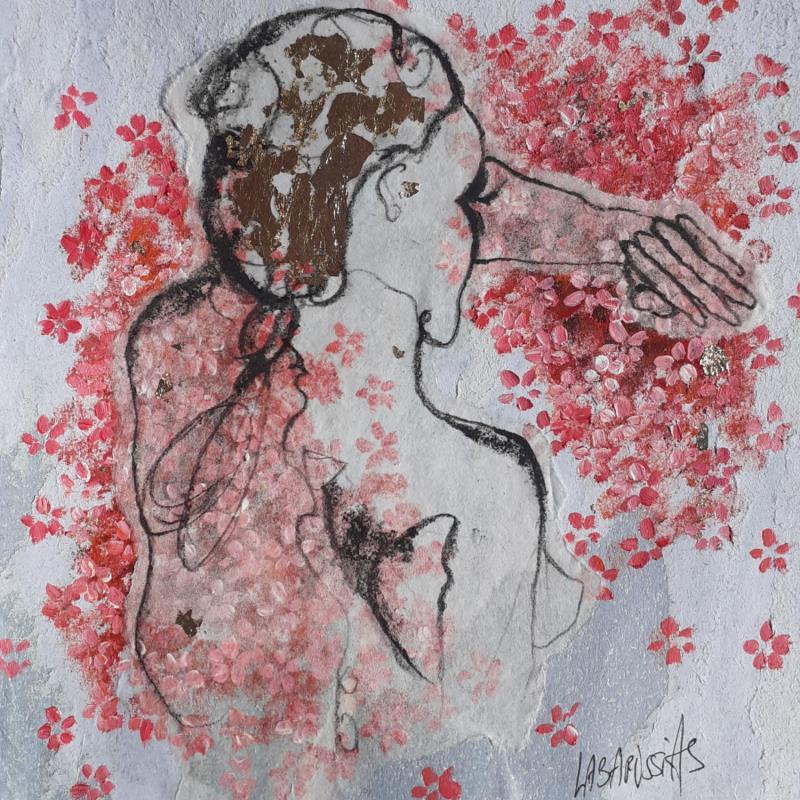 Painting La vie en fleurs 18 by Labarussias | Painting Figurative Nude Gluing