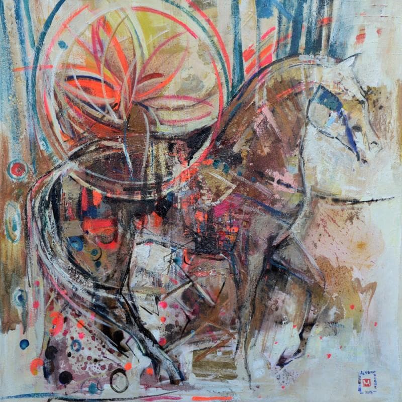 Painting Le grand cheval by Machi | Painting Figurative Acrylic, Oil Life style